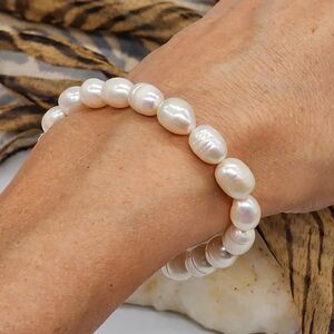 Natural Pearls Bracelet Raw Freshwater White Pearl Jewelry Hypoallergenic